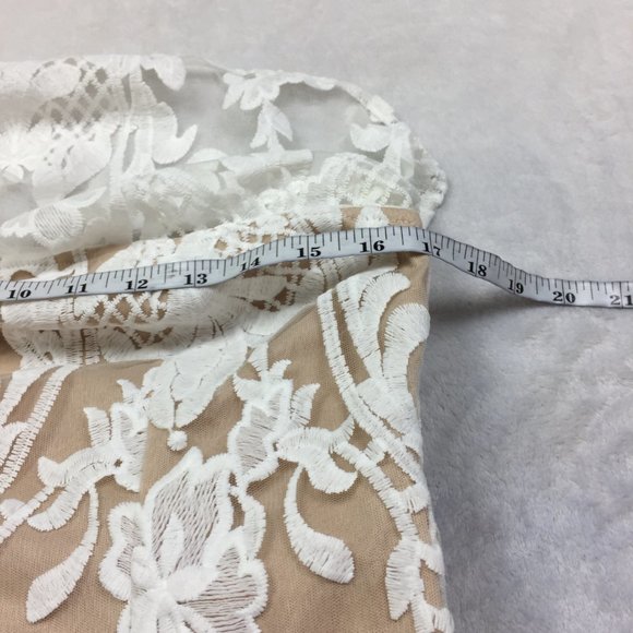 FASHION NOVA Strapless Sheath Dress XL Womans White Floral Lace Embroidered Mesh - Picture 8 of 15
